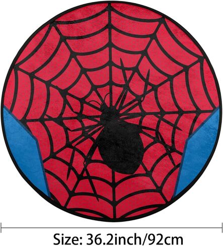 Red Spider Web Round Area Rug Large Aesthetic Area Rugs for Kids Room Nursery Decorations, 3 ft Diameter Cool Non-Slip Doormat Floor Carpet Decor in Kuwait