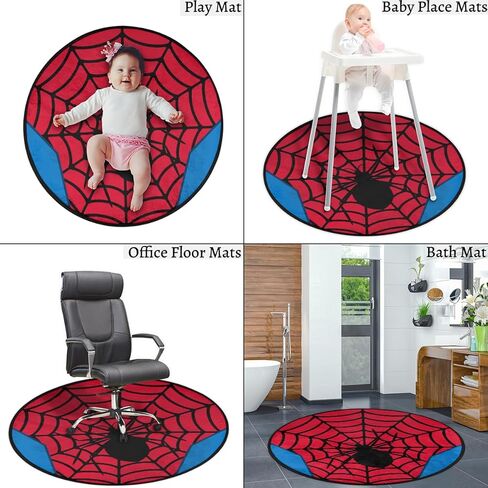 Red Spider Web Round Area Rug Large Aesthetic Area Rugs for Kids Room Nursery Decorations, 3 ft Diameter Cool Non-Slip Doormat Floor Carpet Decor in Kuwait