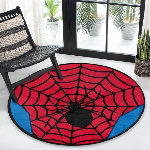 Red Spider Web Round Area Rug Large Aesthetic Area Rugs for Kids Room Nursery Decorations, 3 ft Diameter Cool Non-Slip Doormat Floor Carpet Decor in Kuwait