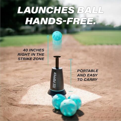 Bandit Sports Tee Popper, Durable Nylon Strength, Batting Tee for Perfect Swings, Baseball Training for Hitting Without a Pitcher 1 Popper Ball Included in Kuwait