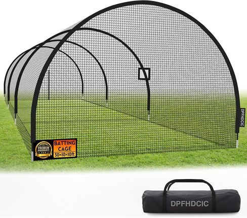 أقفاص مضرب البيسبول للفناء الخلفي 30 قدم × 10 قدم × 10 قدم شبكة قفص البيسبول والكرة اللينة مع باب بسحاب 4 طبقات شبكية معززة قفص مضرب محمول للتدريب في الفناء الخلفي وفي الهواء الطلق in Kuwait
