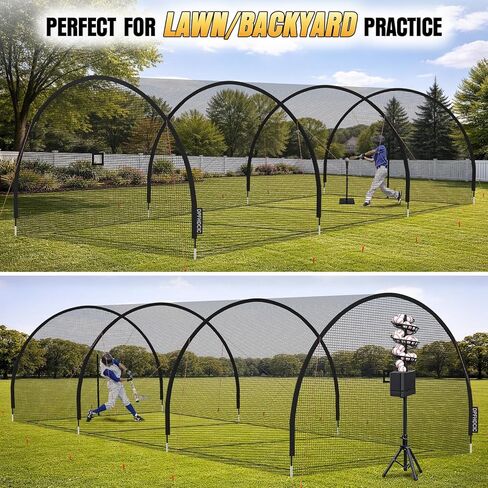 أقفاص مضرب البيسبول للفناء الخلفي 30 قدم × 10 قدم × 10 قدم شبكة قفص البيسبول والكرة اللينة مع باب بسحاب 4 طبقات شبكية معززة قفص مضرب محمول للتدريب في الفناء الخلفي وفي الهواء الطلق in Kuwait