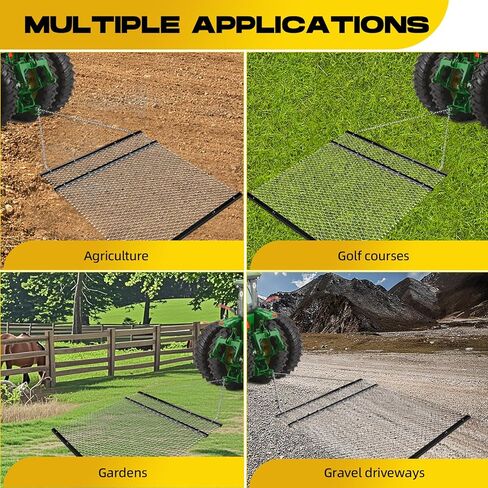 4' x 5' Drag Harrow for ATV, Rust-Resistant Chain Field Leveler with Front and Rear Ttrays, UTV Tractor Attachment for Landscape Leveling Gravel Driveway Farm Field Garden in Saudi Arabia