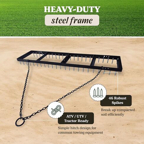 Yard Tuff YTF-06SDTC Spike Drag, Heavy Duty Tow Behind Lawn, Field and Garden Leveler for ATV, UTV and Tractor Use, 6 Foot Wide, Black in Kuwait