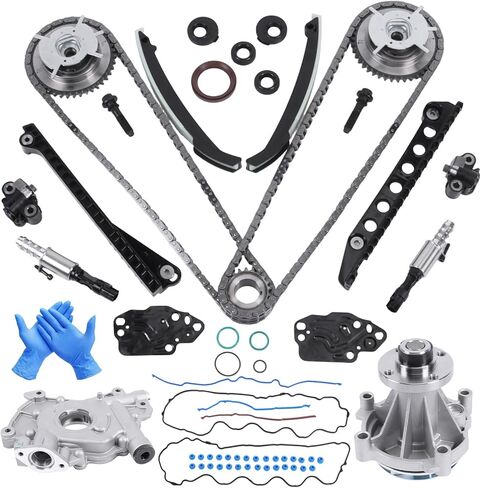 Engine Timing Chain Kit Oil Pump Water Pump Phasers VVTs 5.4L Fits for 2004-2008 F150 F250 F350 for 2005-2008 Navigator Mark LT Engine Replacement Timing Part Sets Replace 5L3Z-6268-A 3L3Z6M280EA in Kuwait