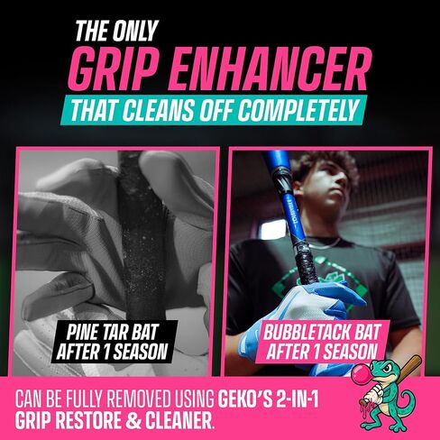 معزز قبضة البيسبول من Geko Bubbletack - بديل قطران الصنوبر المائي والنباتي، تعزيز خروج الفيلو والتحكم في الخفافيش - غير خطير، غير رذاذ لمضارب البيسبول/الكرة اللينة، لفافات الخفافيش - ليست للشريط الرياضي in Kuwait