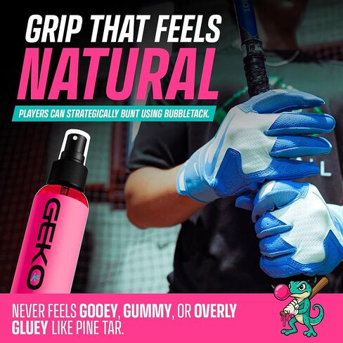 معزز قبضة البيسبول من Geko Bubbletack - بديل قطران الصنوبر المائي والنباتي، تعزيز خروج الفيلو والتحكم في الخفافيش - غير خطير، غير رذاذ لمضارب البيسبول/الكرة اللينة، لفافات الخفافيش - ليست للشريط الرياضي in Kuwait
