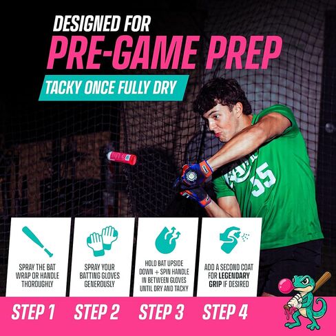 معزز قبضة البيسبول من Geko Bubbletack - بديل قطران الصنوبر المائي والنباتي، تعزيز خروج الفيلو والتحكم في الخفافيش - غير خطير، غير رذاذ لمضارب البيسبول/الكرة اللينة، لفافات الخفافيش - ليست للشريط الرياضي in Kuwait