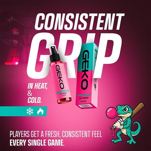 معزز قبضة البيسبول من Geko Bubbletack - بديل قطران الصنوبر المائي والنباتي، تعزيز خروج الفيلو والتحكم في الخفافيش - غير خطير، غير رذاذ لمضارب البيسبول/الكرة اللينة، لفافات الخفافيش - ليست للشريط الرياضي in Kuwait