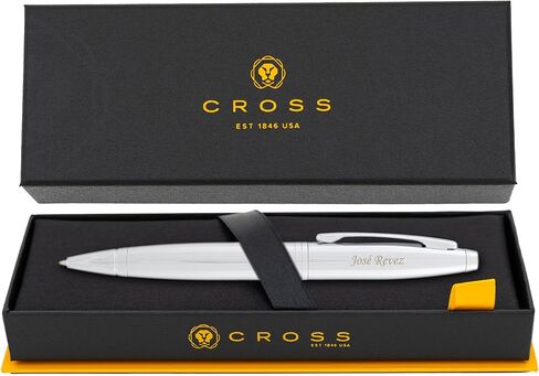 Personalized Cross Calais Ballpoint Pen | Custom Engraved Cross Pen for Men or Women | Perfect Graduation or Office Gift [Lustrous Chrome Finish, Smooth Black Ink] in Kuwait