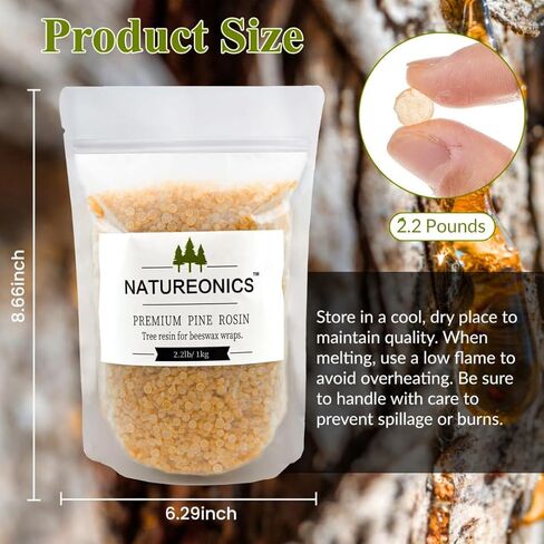 Pine Resin for Beeswax Wraps 2.2 lbs, Premium Pine Resin for Beeswax Wraps, Premium Grade Rosin for a better Grip and Performance, Ideal for Musicians Athletes, Dancers and DIY Projects. in Kuwait