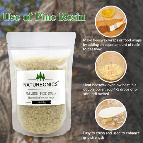 Pine Resin for Beeswax Wraps 2.2 lbs, Premium Pine Resin for Beeswax Wraps, Premium Grade Rosin for a better Grip and Performance, Ideal for Musicians Athletes, Dancers and DIY Projects. in Kuwait