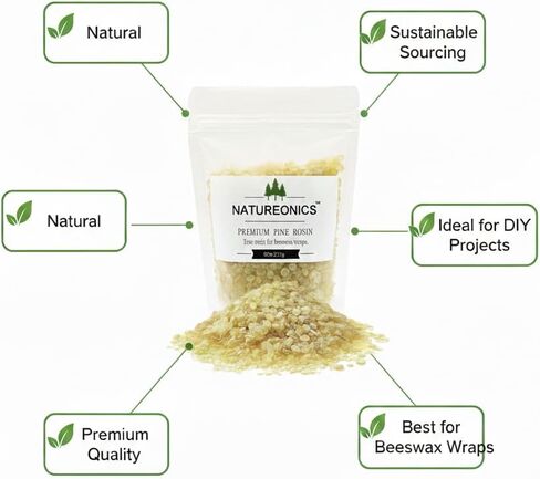 Natural Pine Gum Rosin 8 Oz, Pine Resin, Pine Resin for Beeswax Wraps, Pine Sap, Crush to Powder, Rosin for Beeswax Wraps, Rock Rosin, Rosin for Dancers, Base Ball, Gym, Rodeo and DIY Projects. in Kuwait