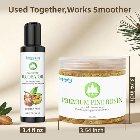 Suooydoy 12oz الصنوبر الصنوبري مع زيت الجوجوبا راتنج الصنوبر الطبيعي لتغليف شمع العسل الغذاء الصف قبضة جيدة والأداء مثالية للموسيقيين الرياضيين الراقصين والمشاريع DIY in Kuwait