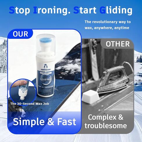 100ml Universal Liquid Ski & Snowboard Wax - All-Temperature, No-Iron Application, Fluorine-Free Formula in Kuwait
