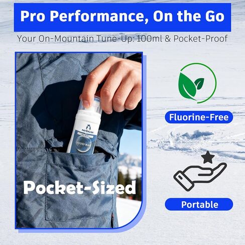 100ml Universal Liquid Ski & Snowboard Wax - All-Temperature, No-Iron Application, Fluorine-Free Formula in Kuwait