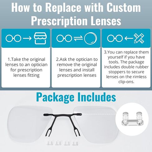 عدسات HiBloks المشبكية المتوافقة مع نظارات Oakley Meta Vanguard، عدسة قابلة للاستبدال بمشبك للعدسات الطبية المخصصة مع قطعة قماش النظارات، شفافة in Kuwait