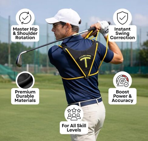 Golf Swing Trainer Aid & Posture Corrector - Adjustable Resistance Band System for Core Rotation, Distance & Accuracy - Portable Golf Warm-Up Training Equipment for Men, Women & Beginners in Saudi Arabia