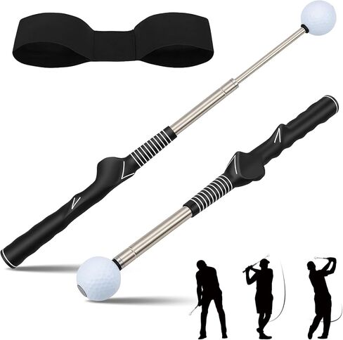 مساعد تدريب على أرجوحة الجولف قابل للسحب - مدرب قبضة محمول مع تعليقات النقر للاعبي الجولف الذين يستخدمون اليد اليمنى، مدرب سرعة التأرجح المحمول مع شريط للذراع للتمرين الداخلي والخارجي in Kuwait