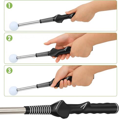 مساعد تدريب على أرجوحة الجولف قابل للسحب - مدرب قبضة محمول مع تعليقات النقر للاعبي الجولف الذين يستخدمون اليد اليمنى، مدرب سرعة التأرجح المحمول مع شريط للذراع للتمرين الداخلي والخارجي in Kuwait