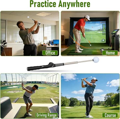 مساعد تدريب على أرجوحة الجولف قابل للسحب - مدرب قبضة محمول مع تعليقات النقر للاعبي الجولف الذين يستخدمون اليد اليمنى، مدرب سرعة التأرجح المحمول مع شريط للذراع للتمرين الداخلي والخارجي in Kuwait