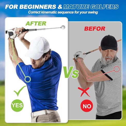 Retractable Golf Swing Trainer - Golf Swing Training Aid for Warm-up & Strength Training for Chipping Hitting, Right-Handed Portable Training Aid with Click Feedback Golf Accessories in Saudi Arabia