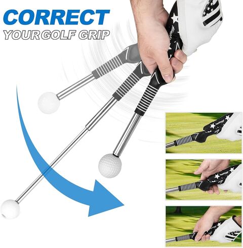 Retractable Golf Swing Trainer - Golf Swing Training Aid for Warm-up & Strength Training for Chipping Hitting, Right-Handed Portable Training Aid with Click Feedback Golf Accessories in Saudi Arabia