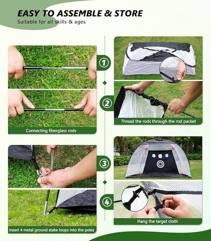 شبكة جولف لممارسة الضرب، شبكة تدريب جولف مقاس 10 × 7 أقدام مع حصيرة وهدف للفناء الخلفي، للاستخدام الداخلي والخارجي، شبكات قيادة للتقطيع والضرب والتأرجح والمكواة والسائق in Kuwait