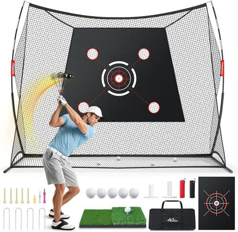 MoKo Golf Net, 10 x 7ft Golf Practice Net with Targets, Portable Hitting Nets for Backyard Garage Indoor, Improve Swing Putting Pitching, Gift for Men & Golfer in Saudi Arabia
