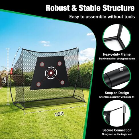 MoKo Golf Net, 10 x 7ft Golf Practice Net with Targets, Portable Hitting Nets for Backyard Garage Indoor, Improve Swing Putting Pitching, Gift for Men & Golfer in Saudi Arabia