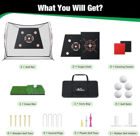 MoKo Golf Net, 10 x 7ft Golf Practice Net with Targets, Portable Hitting Nets for Backyard Garage Indoor, Improve Swing Putting Pitching, Gift for Men & Golfer in Saudi Arabia