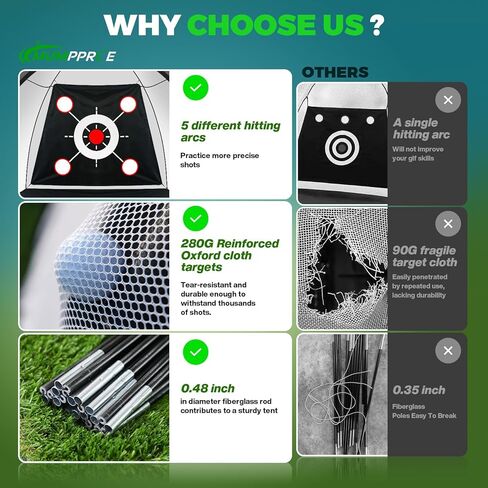 شبكة جولف مقاس 10 × 7 أقدام الكل في واحد مع بساط تمرين ثلاثي العشب، كرة، حقيبة الهدف والحمل، شبكة ضرب الجولف في الفناء الخلفي والداخلي والخارجي للقيادة والتقطيع وتدريب التأرجح وهدية الجولف للرجال والأب وهو ولاعب الجولف in Kuwait