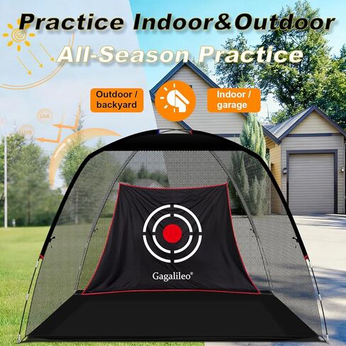 Gagalileo Golf Net: 12x7FT Backyard Driving Real Golf Ball Practice Hitting Training by Turf Mat Target Indoor Outdoor Chipping Swing Gift for Golfers Dad Husband Men in Kuwait