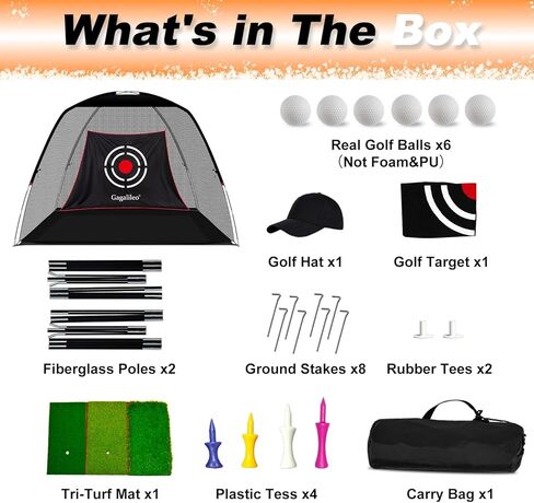 Gagalileo Golf Net: 12x7FT Backyard Driving Real Golf Ball Practice Hitting Training by Turf Mat Target Indoor Outdoor Chipping Swing Gift for Golfers Dad Husband Men in Kuwait