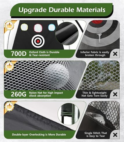 Golf Net, 10x7FT Home Golf Hitting Aids Equipment with Foldable Tri-Turf Mat for Backyard Driving Chipping Swing with Training Target/Balls/Tee for Outdoor Indoor, Gifts for Men Him Dad Golfers in Kuwait