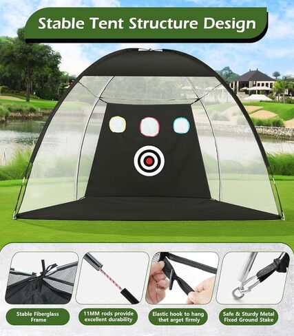 Golf Net, 10x7FT Home Golf Hitting Aids Equipment with Foldable Tri-Turf Mat for Backyard Driving Chipping Swing with Training Target/Balls/Tee for Outdoor Indoor, Gifts for Men Him Dad Golfers in Saudi Arabia