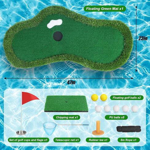 لعبة غولف خضراء عائمة لحمام السباحة، منطقة خضراء عائمة لحمام السباحة، بحيرة مع مسترد الكرة وحبال مضادة للانجراف، مجموعة حصيرة تقطيع الجولف للاعبي الغولف للتنافس وتحسين مهاراتهم في الهواء الطلق in Kuwait