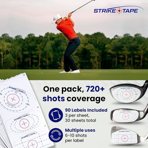 STRIKEPRO StrikeTape Golf Impact Tape. Right or Left Handed. Optimized for Clean Removal and Multiple Swing impacts. Choose Your Labels, Driver Impact Labels only or Combo Drivers/Hybrids/Irons. in Saudi Arabia