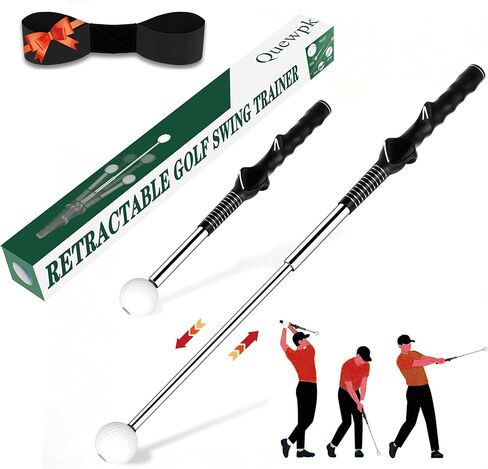 Retractable Golf Swing Trainer – Golf Grip Trainer with Arm Band for Right-Handed Golfers, Grip Correction & Swing Click Feedback Training Aid, Indoor & Outdoor Practice, Golf Gifts for Men in Kuwait