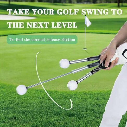 Retractable Golf Swing Trainer – Golf Grip Trainer with Arm Band for Right-Handed Golfers, Grip Correction & Swing Click Feedback Training Aid, Indoor & Outdoor Practice, Golf Gifts for Men in Kuwait