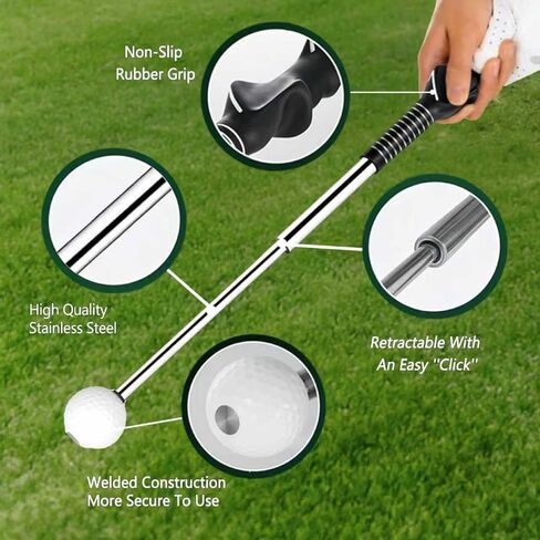 Retractable Golf Swing Trainer – Golf Grip Trainer with Arm Band for Right-Handed Golfers, Grip Correction & Swing Click Feedback Training Aid, Indoor & Outdoor Practice, Golf Gifts for Men in Kuwait