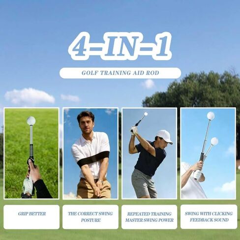 Retractable Golf Swing Trainer – Golf Grip Trainer with Arm Band for Right-Handed Golfers, Grip Correction & Swing Click Feedback Training Aid, Indoor & Outdoor Practice, Golf Gifts for Men in Saudi Arabia