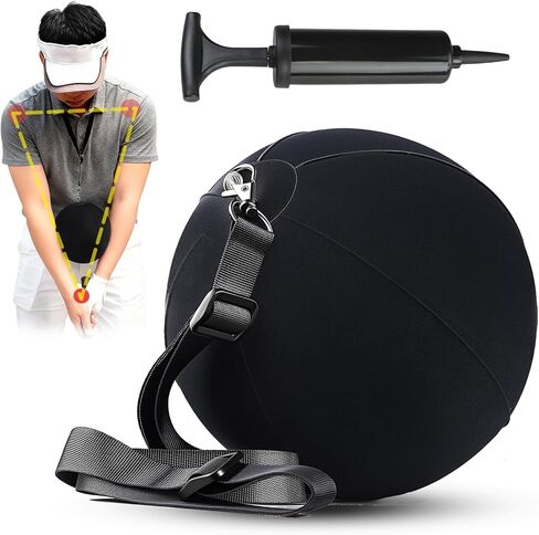 Golf Training Aid, Smart Ball for Golf Swing Trainer, Golf Training Ball Between Arms - Connector & Hanger Golf Practice Equipment, Inflatable Golf Swing Ball - Posture Correction for Beginners in Kuwait