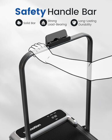 جهاز سير للمشي مع شريط مقبض وميل قابل للتعديل، جهاز سير محمول صغير الحجم للمكتب المنزلي، جهاز سير هادئ مضاد للانزلاق تحت المكتب بقوة 2.5 حصان، جهاز تحكم عن بعد في السرعة من 0.6 إلى 3.8 ميل في الساعة، 265 رطل in Kuwait