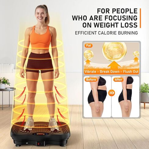 Vibration Plate Exercise Machine, 130 Levels Full Body Workout Vibrating Plate for Lymphatic Drainage Weight Loss, 450 Lbs Capacity Shake Platform with Resistance Bands Bluetooth for Women Men in Kuwait