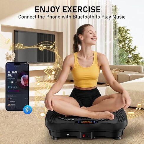 Vibration Plate Exercise Machine, 130 Levels Full Body Workout Vibrating Plate for Lymphatic Drainage Weight Loss, 450 Lbs Capacity Shake Platform with Resistance Bands Bluetooth for Women Men in Kuwait