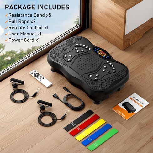 Vibration Plate Exercise Machine, 130 Levels Full Body Workout Vibrating Plate for Lymphatic Drainage Weight Loss, 450 Lbs Capacity Shake Platform with Resistance Bands Bluetooth for Women Men in Kuwait