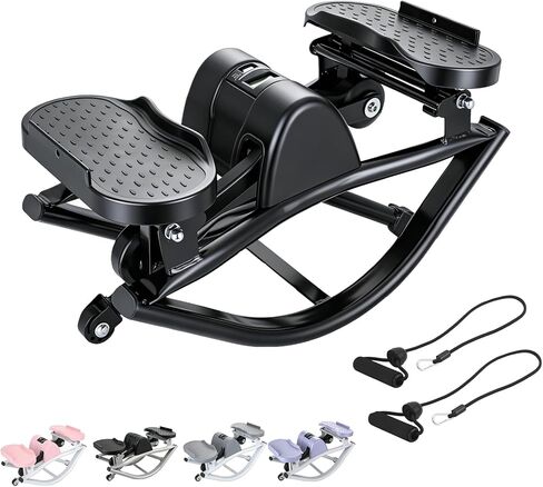 Rock Stepper من جانب إلى آخر - جهاز متدرج جانبي ومدرب غلوت مع أشرطة مقاومة، جهاز متدرج منخفض التأثير من الجانب إلى الجانب للتمرين المنزلي، آلة هزاز هادئة بدون تجميع 250 رطل in Saudi Arabia