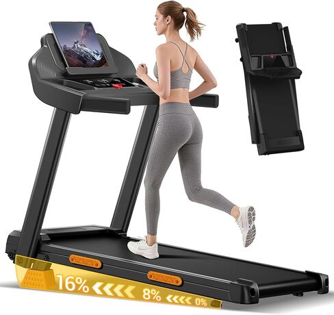 16% Incline Treadmill with Handle, 4-in-1 Foldable Treadmill with Triple-Screen Console, 3.0HP Quiet Brushless Treadmills for Home and Office Use, 400 LBS Capacity in Kuwait