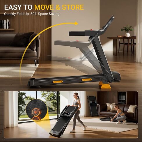 16% Incline Treadmill with Handle, 4-in-1 Foldable Treadmill with Triple-Screen Console, 3.0HP Quiet Brushless Treadmills for Home and Office Use, 400 LBS Capacity in Kuwait